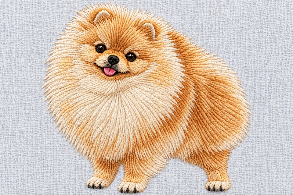Embroidery version of the dog design